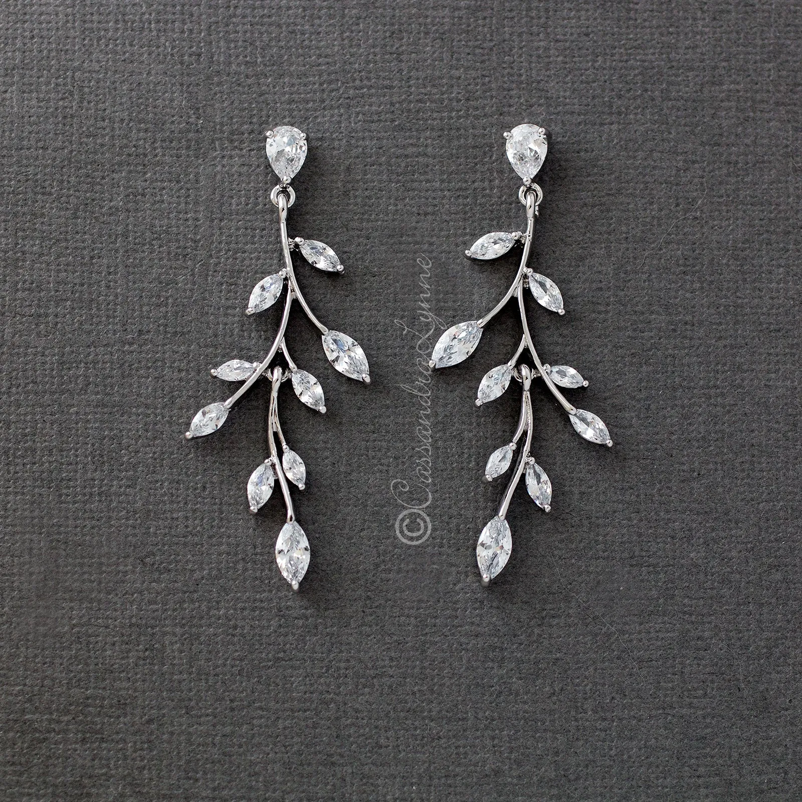 Marquise Wispy Vine CZ Bridal Earrings