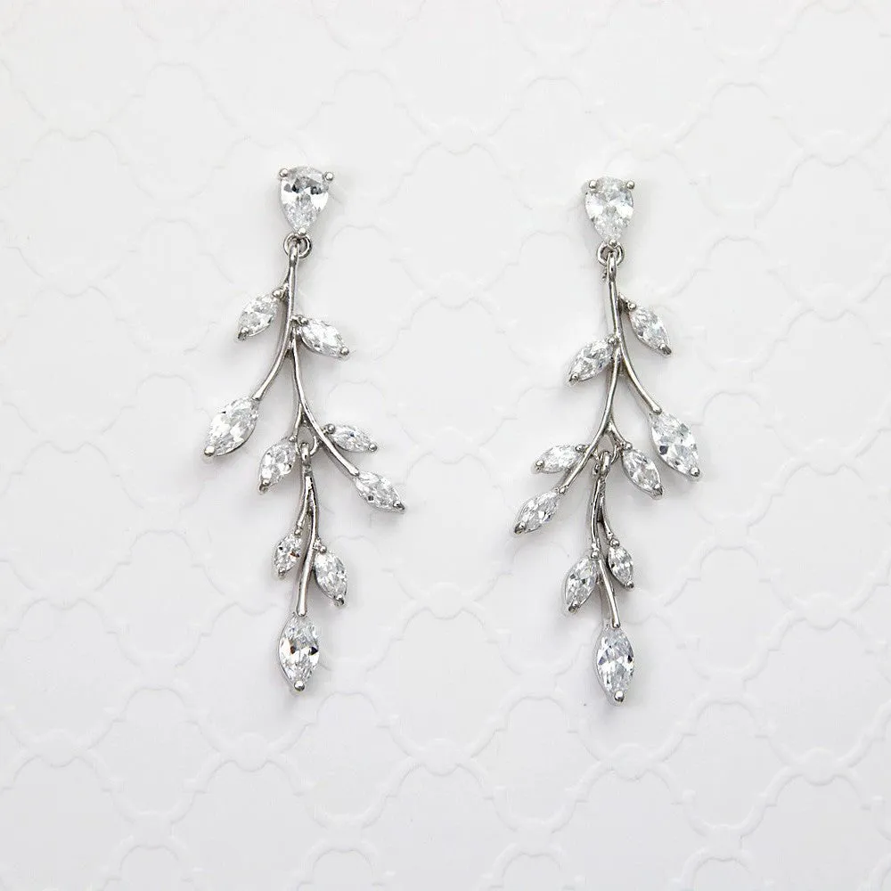 Marquise Wispy Vine CZ Bridal Earrings