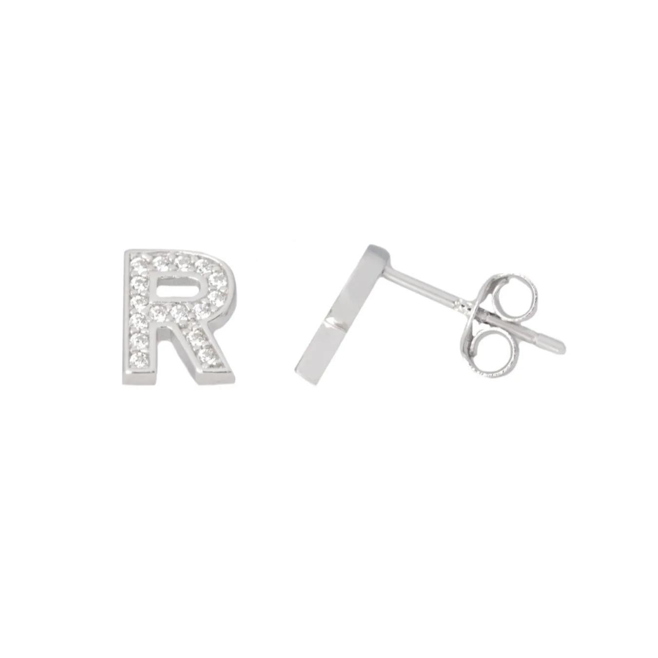 Me and Mine Block Initial Earring Pair - Sterling Silver