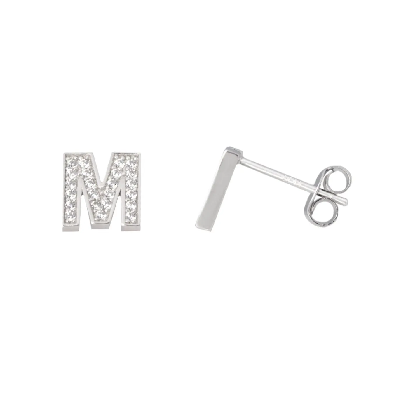 Me and Mine Block Initial Earring Pair - Sterling Silver