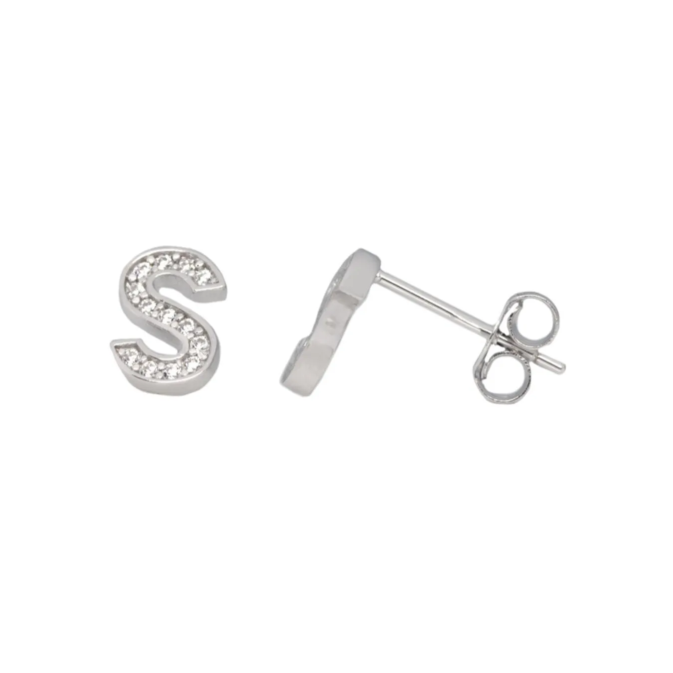 Me and Mine Block Initial Earring Pair - Sterling Silver
