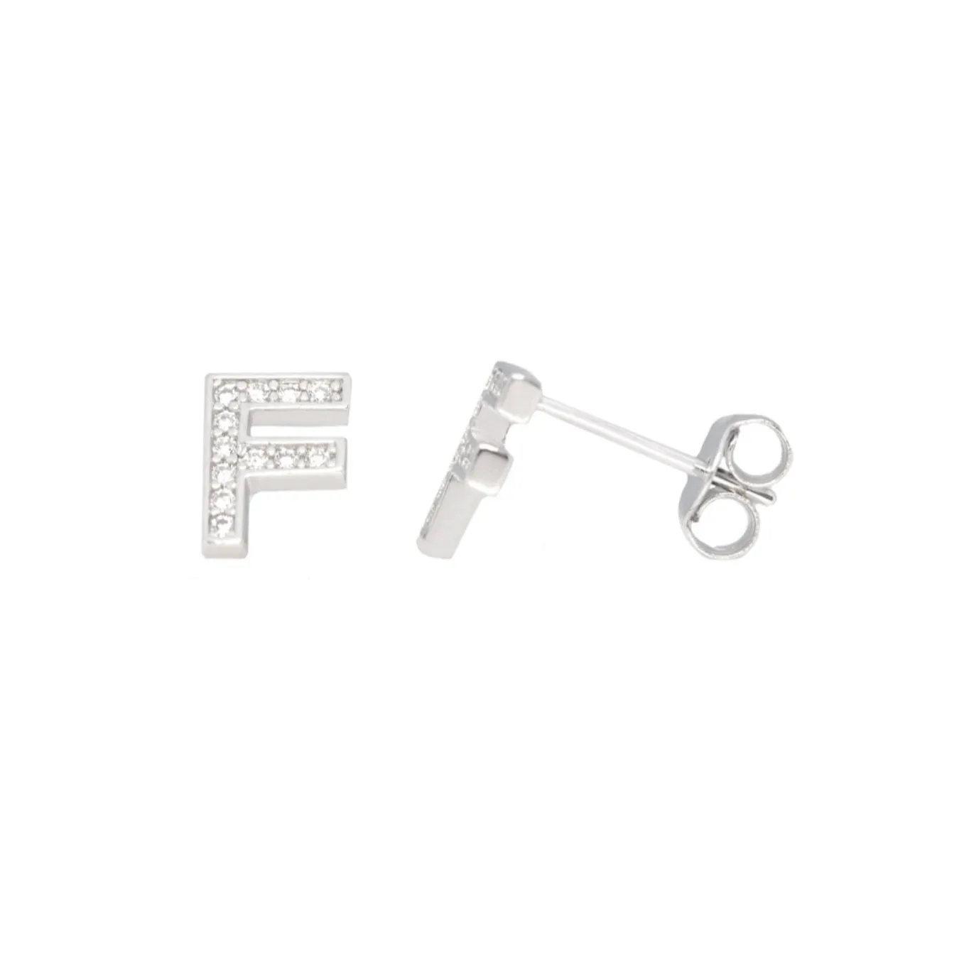 Me and Mine Block Initial Earring Pair - Sterling Silver