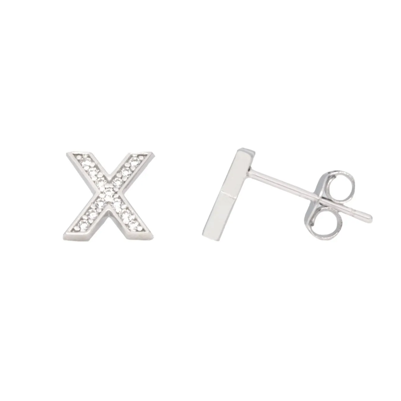 Me and Mine Block Initial Earring Pair - Sterling Silver