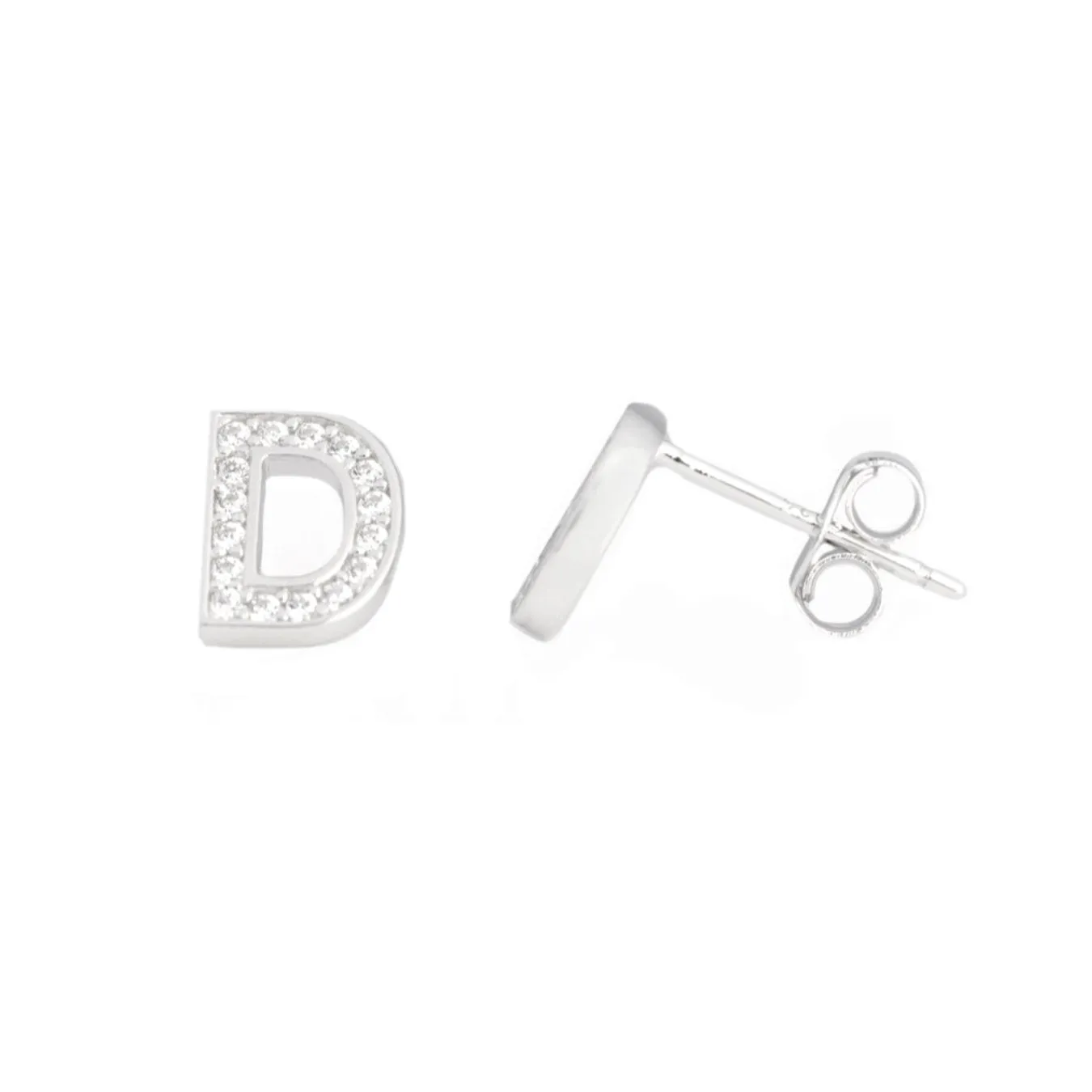 Me and Mine Block Initial Earring Pair - Sterling Silver