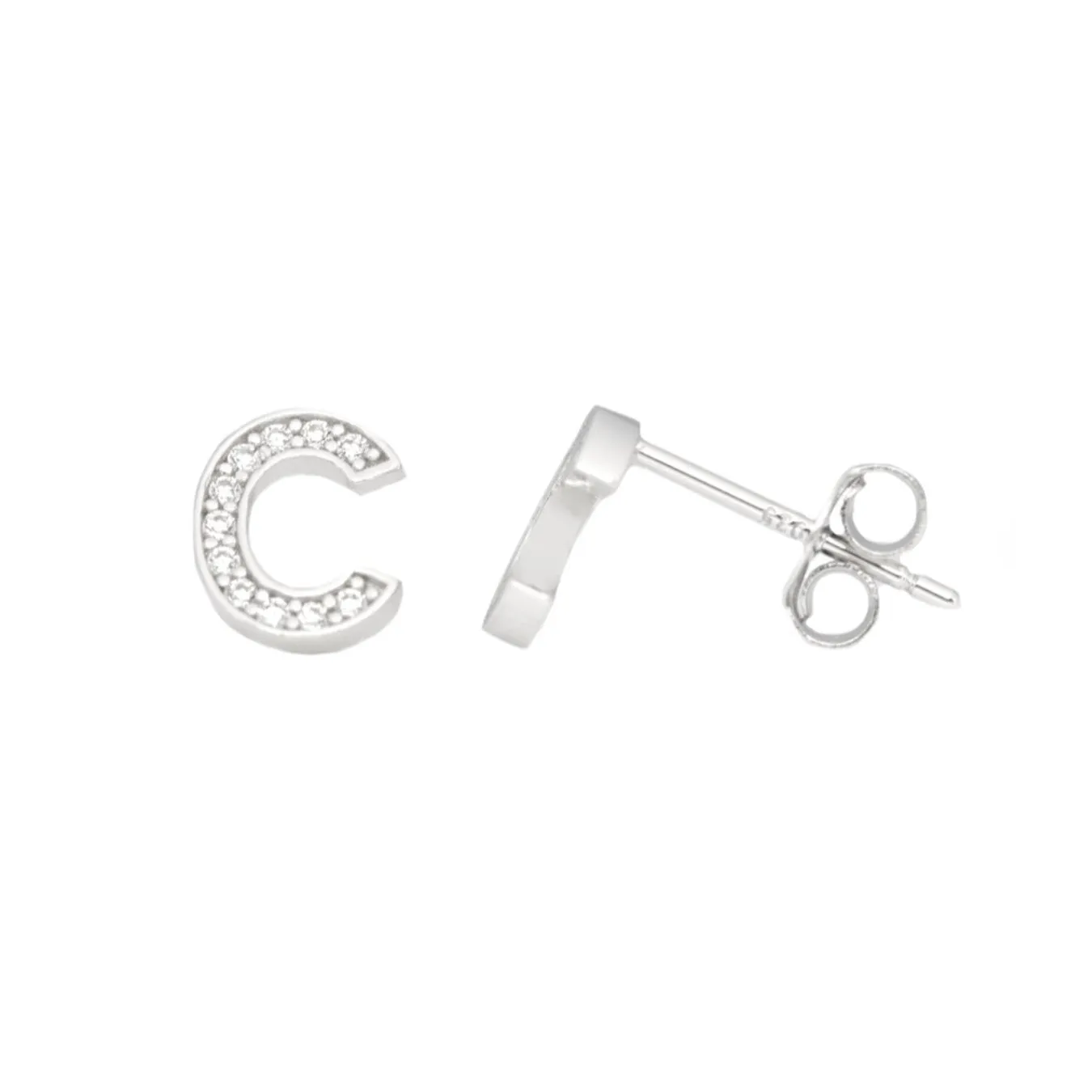 Me and Mine Block Initial Earring Pair - Sterling Silver