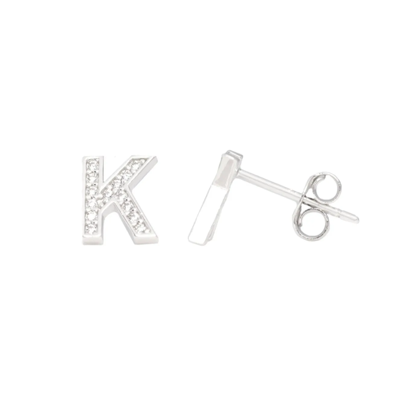 Me and Mine Block Initial Earring Pair - Sterling Silver