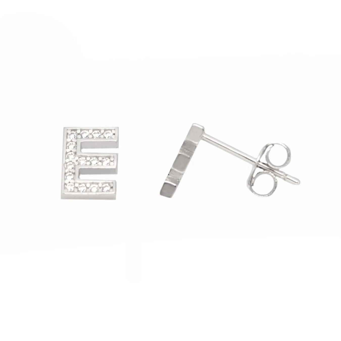 Me and Mine Block Initial Earring Pair - Sterling Silver