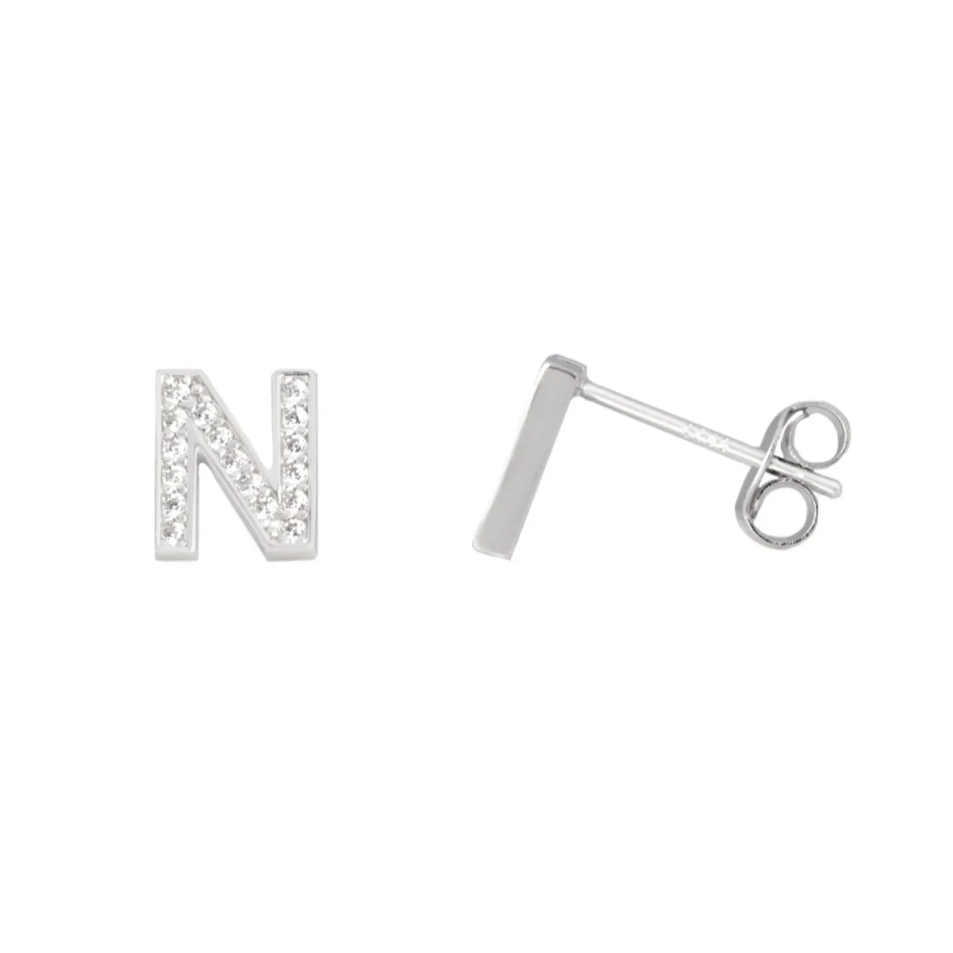 Me and Mine Block Initial Earring Pair - Sterling Silver