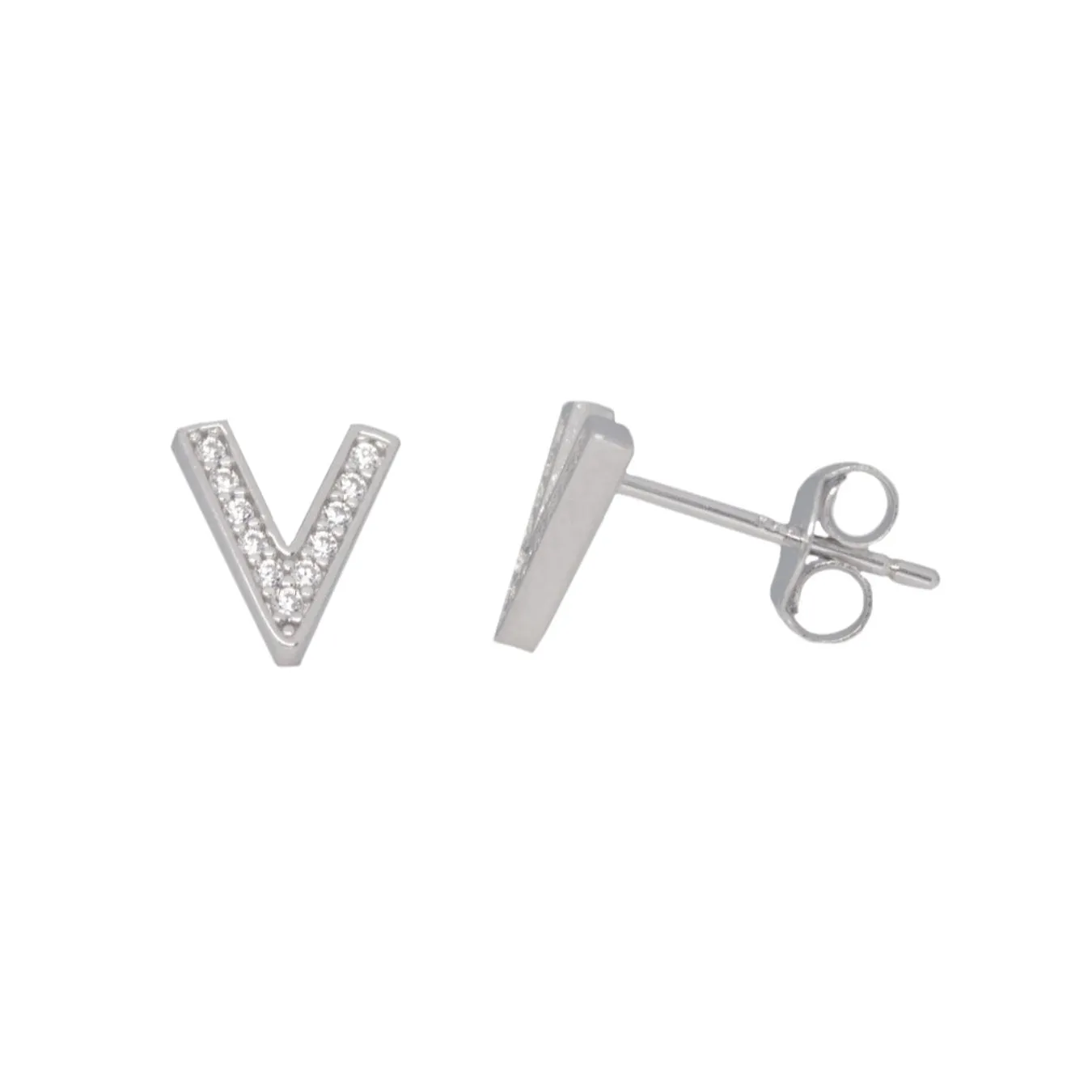 Me and Mine Block Initial Earring Pair - Sterling Silver