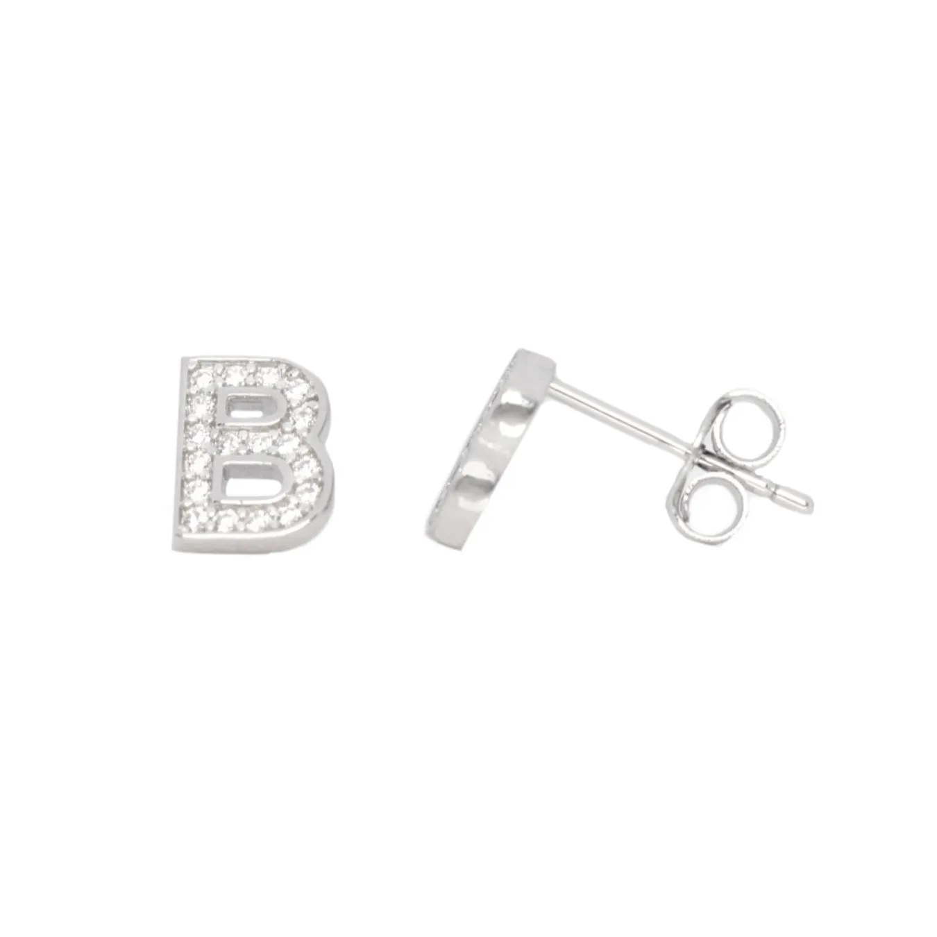 Me and Mine Block Initial Earring Pair - Sterling Silver