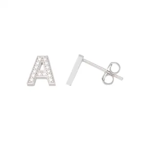 Me and Mine Block Initial Earring Pair - Sterling Silver