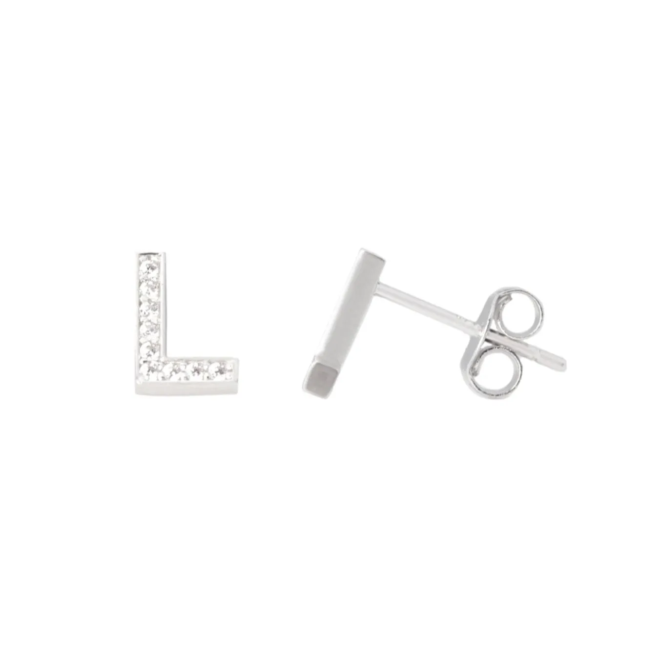 Me and Mine Block Initial Earring Pair - Sterling Silver