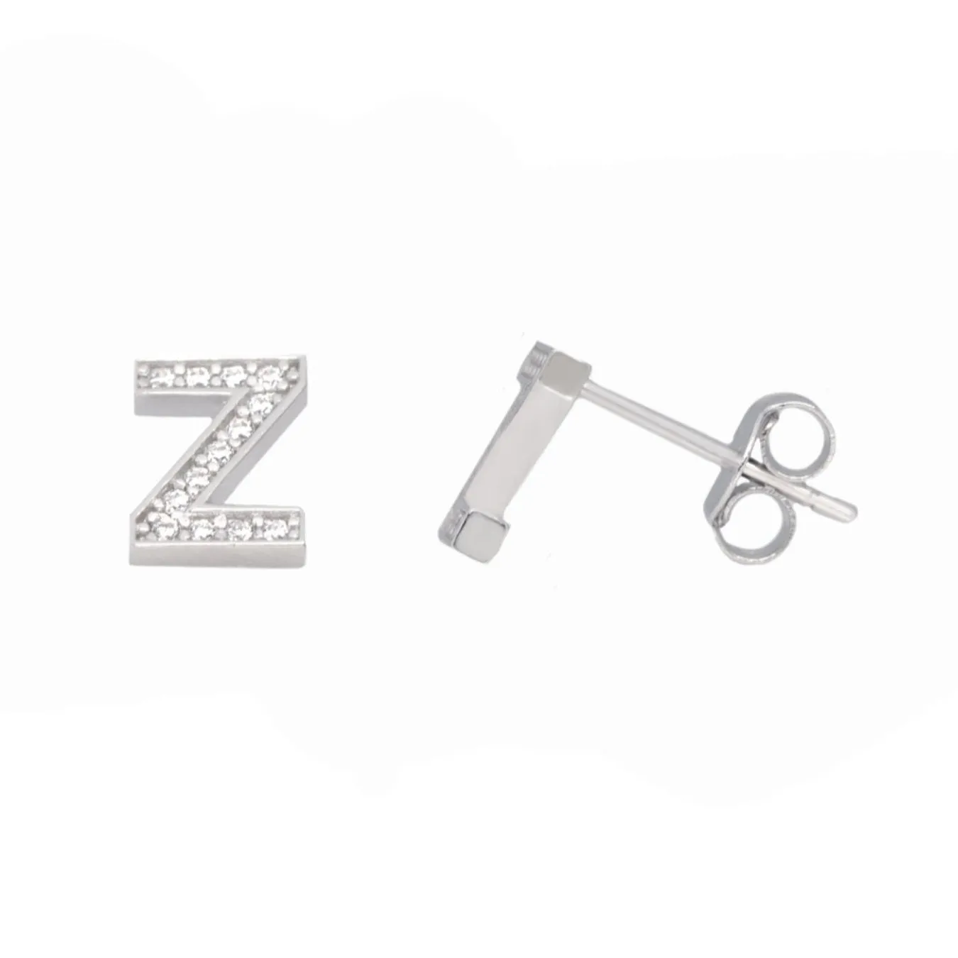 Me and Mine Block Initial Earring Pair - Sterling Silver
