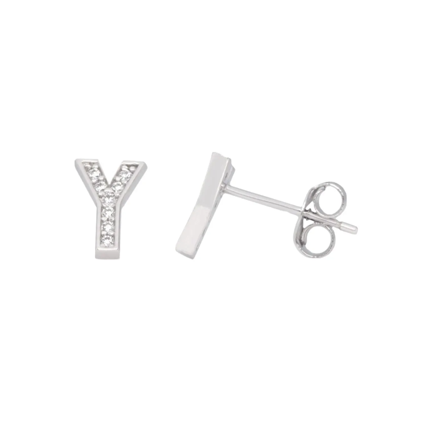Me and Mine Block Initial Earring Pair - Sterling Silver