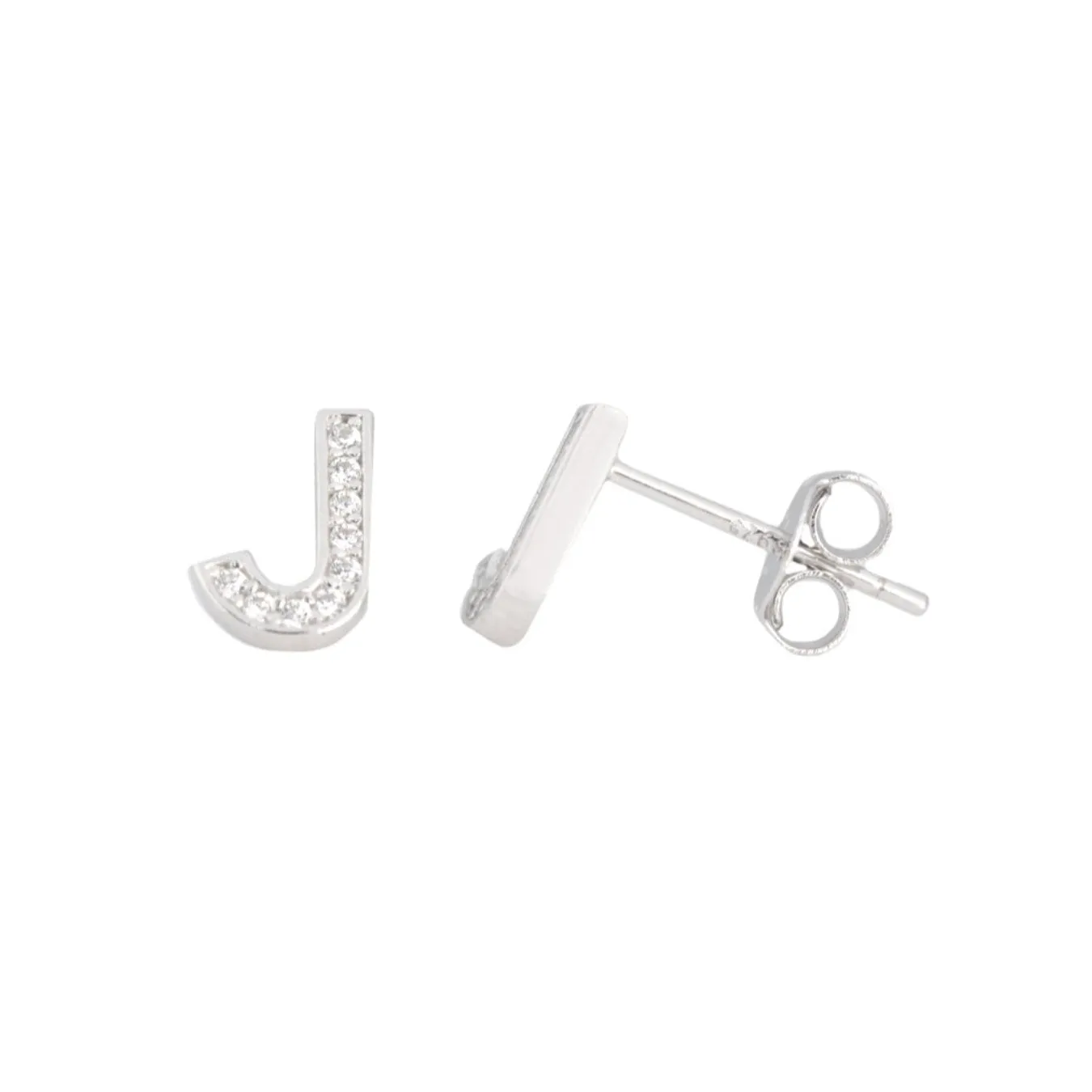 Me and Mine Block Initial Earring Pair - Sterling Silver