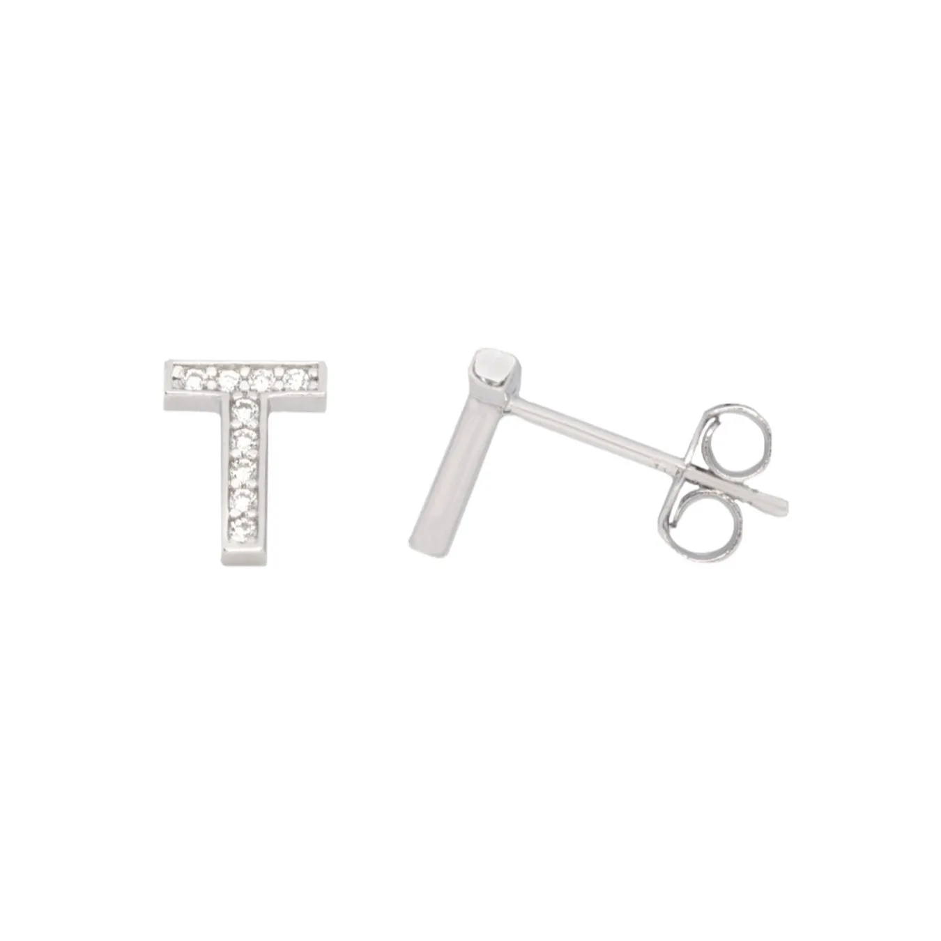 Me and Mine Block Initial Earring Pair - Sterling Silver