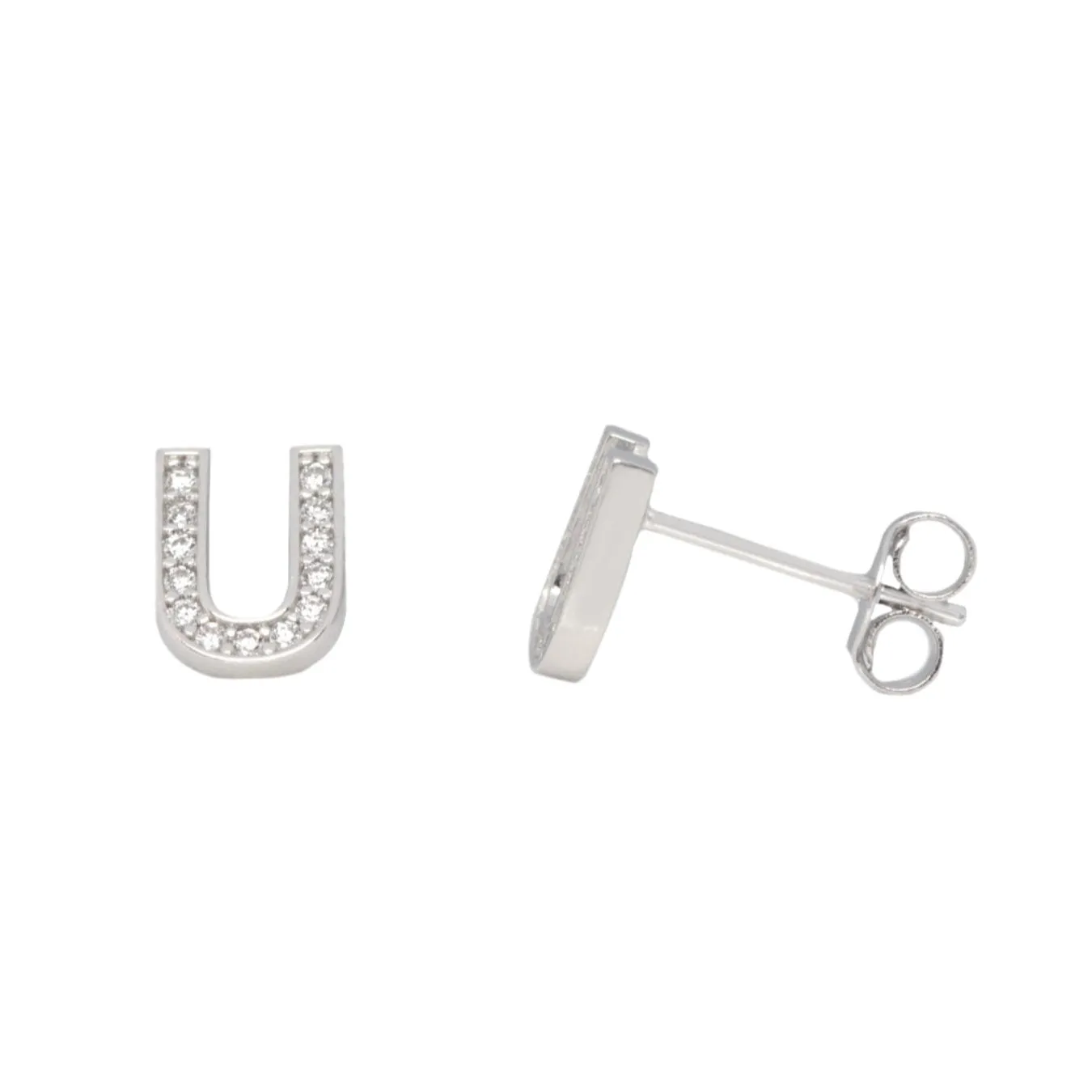 Me and Mine Block Initial Earring Pair - Sterling Silver