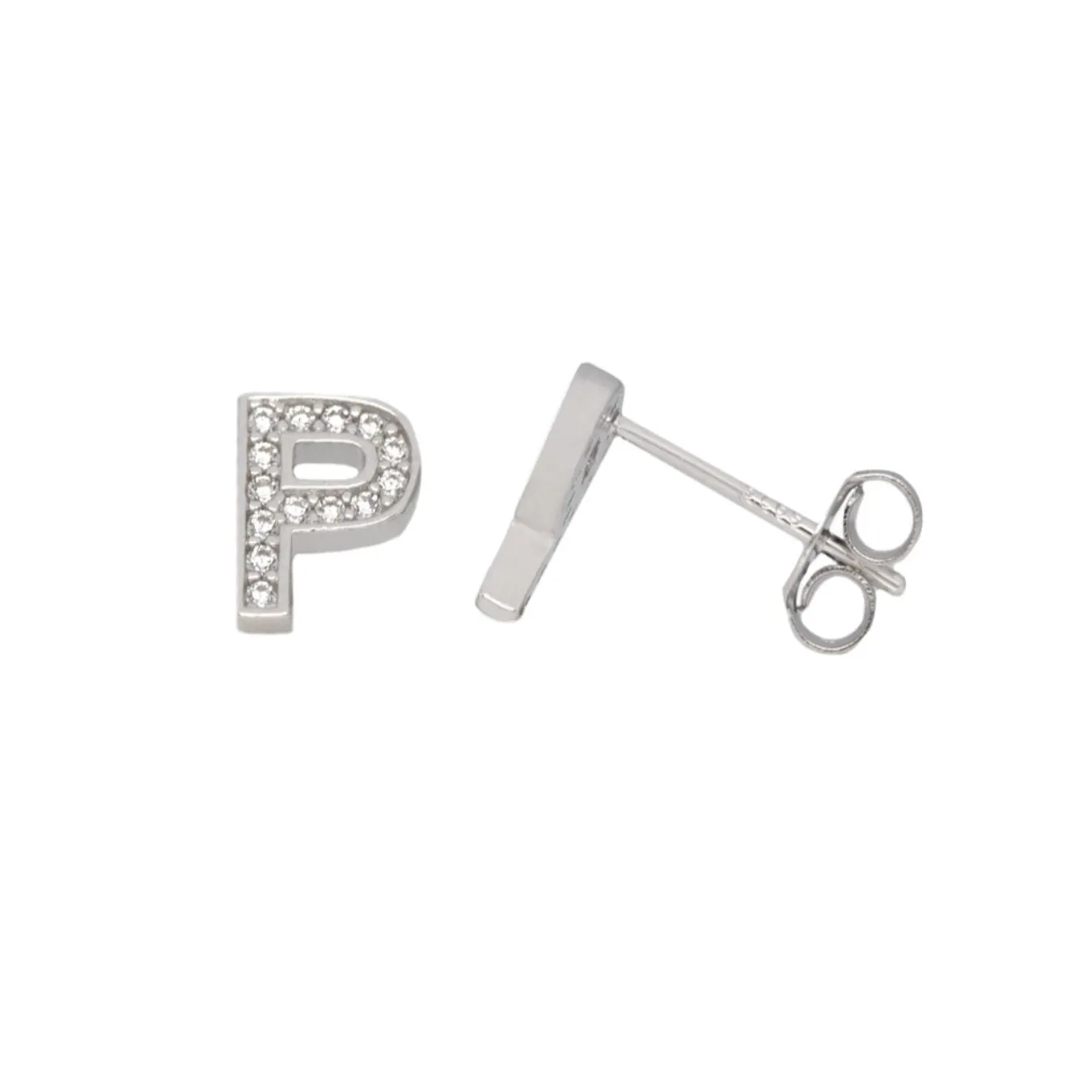 Me and Mine Block Initial Earring Pair - Sterling Silver