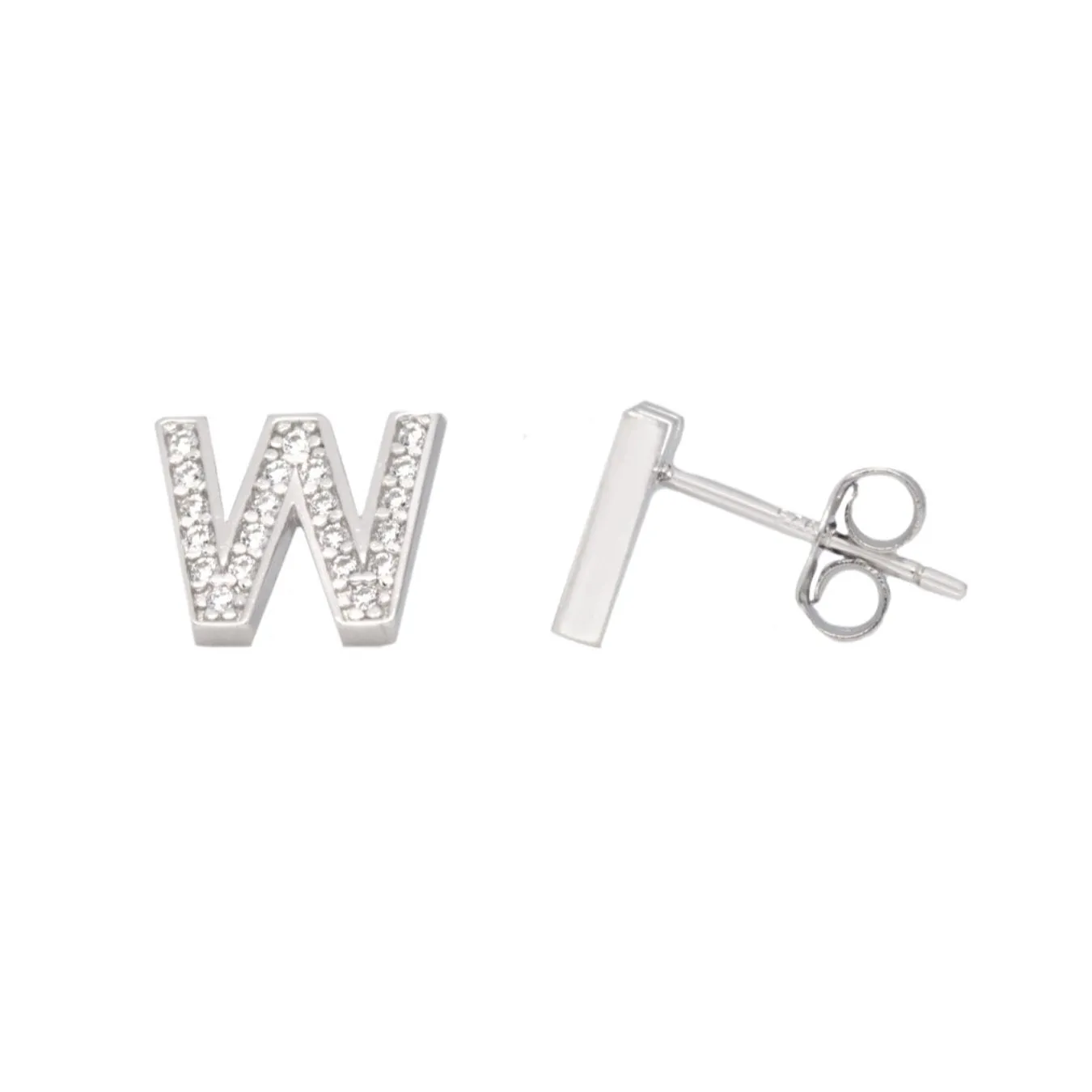 Me and Mine Block Initial Earring Pair - Sterling Silver