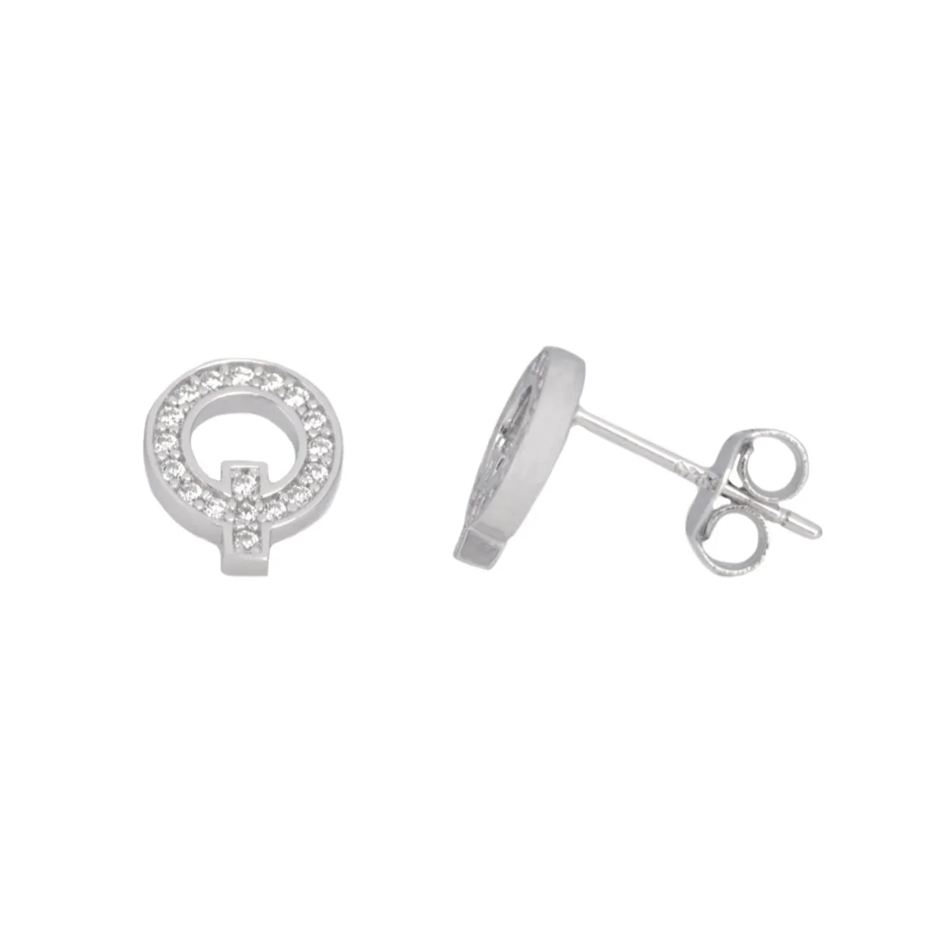 Me and Mine Block Initial Earring Pair - Sterling Silver