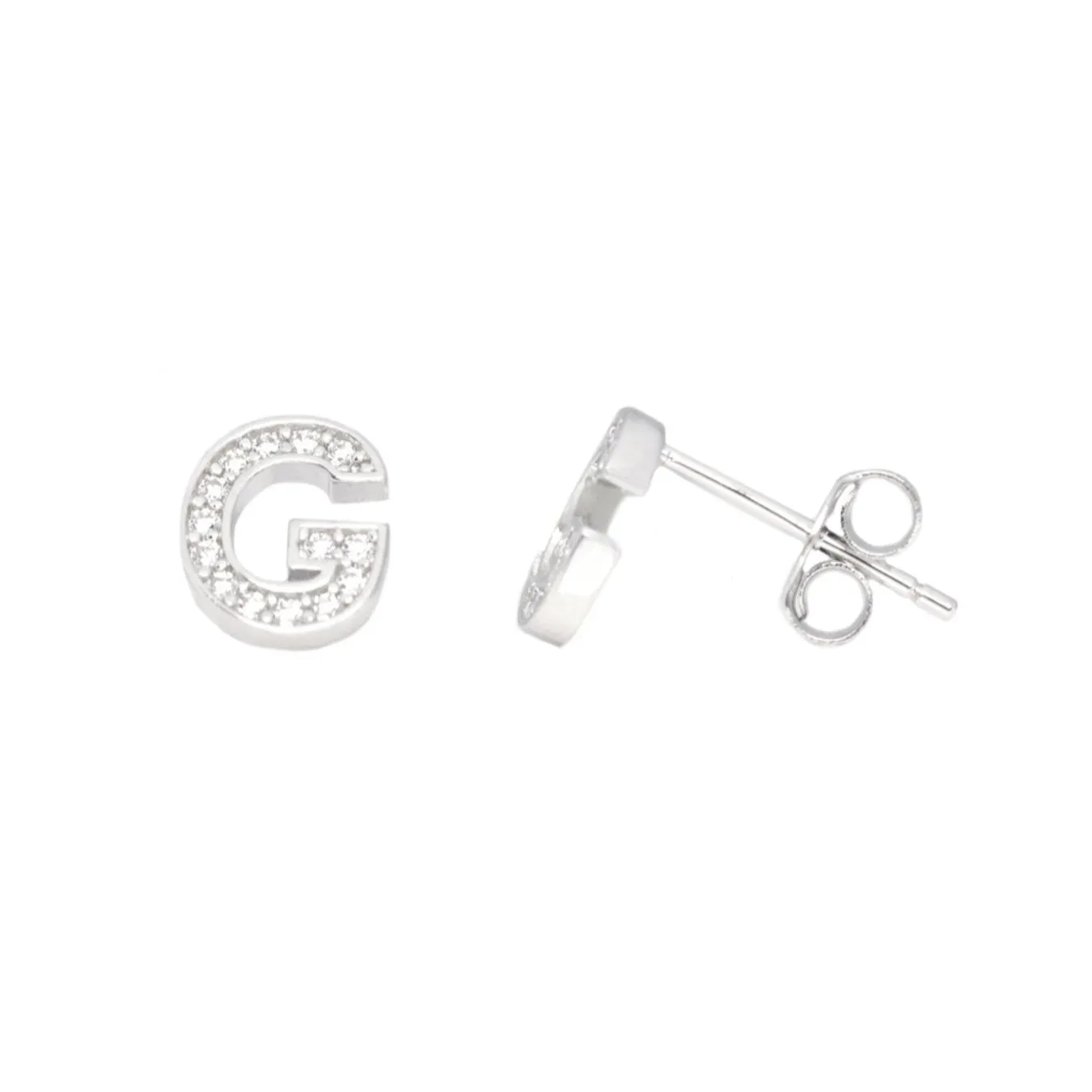 Me and Mine Block Initial Earring Pair - Sterling Silver