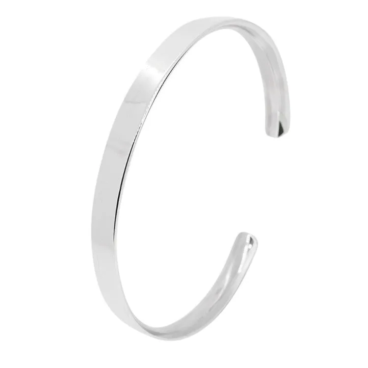 Men's Silver Bangle | Solid Plain 925 Sterling Silver Bangle Bracelet