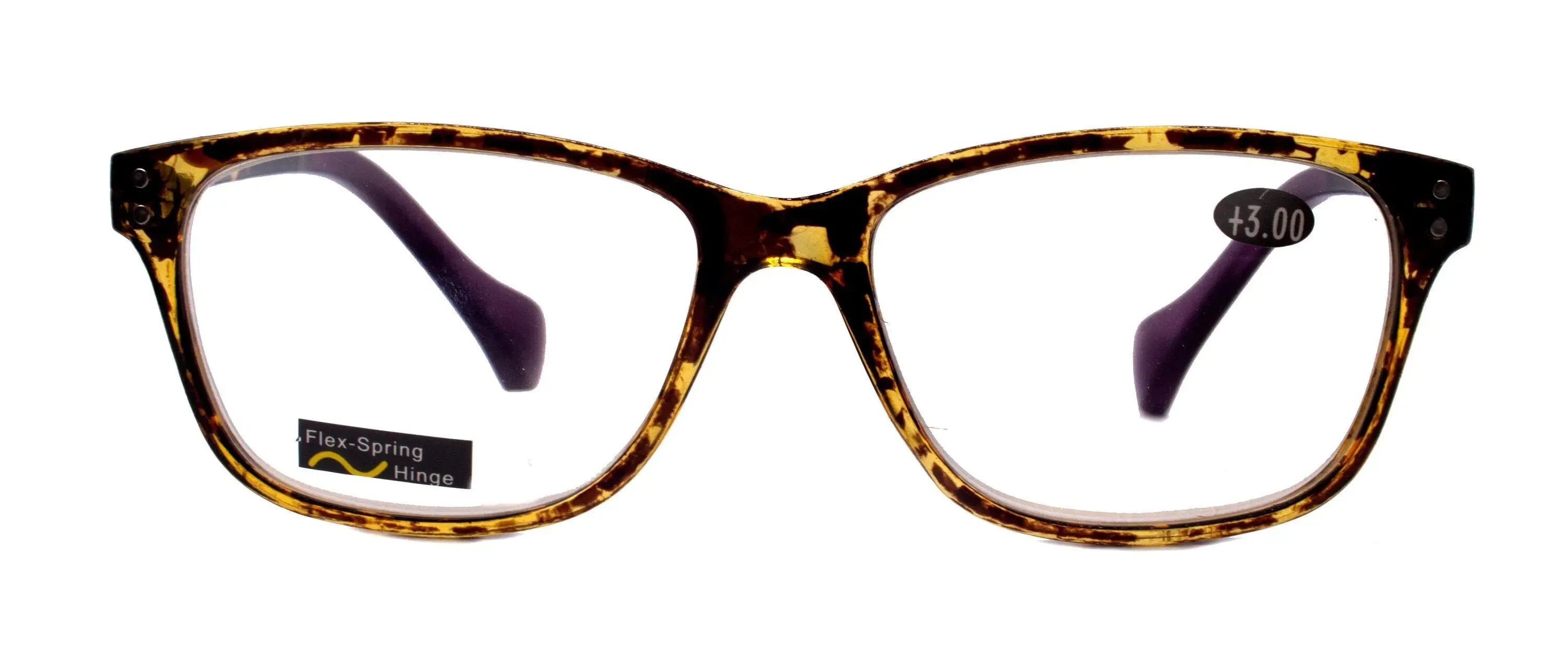 Milan, (Premium) Reading Glasses HighEnd Reader  1.25.. 3 Magnifying Optical Square  Style Tortoise Brown n (Purple) NY Fifth Avenue