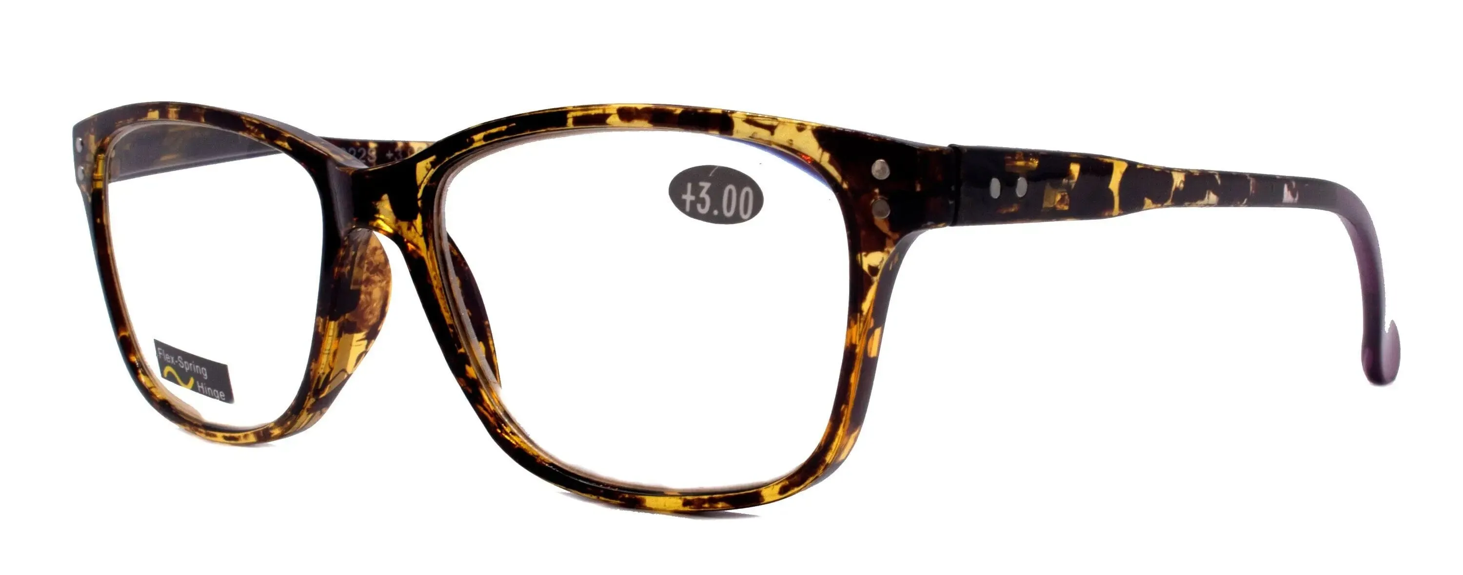 Milan, (Premium) Reading Glasses HighEnd Reader  1.25.. 3 Magnifying Optical Square  Style Tortoise Brown n (Purple) NY Fifth Avenue