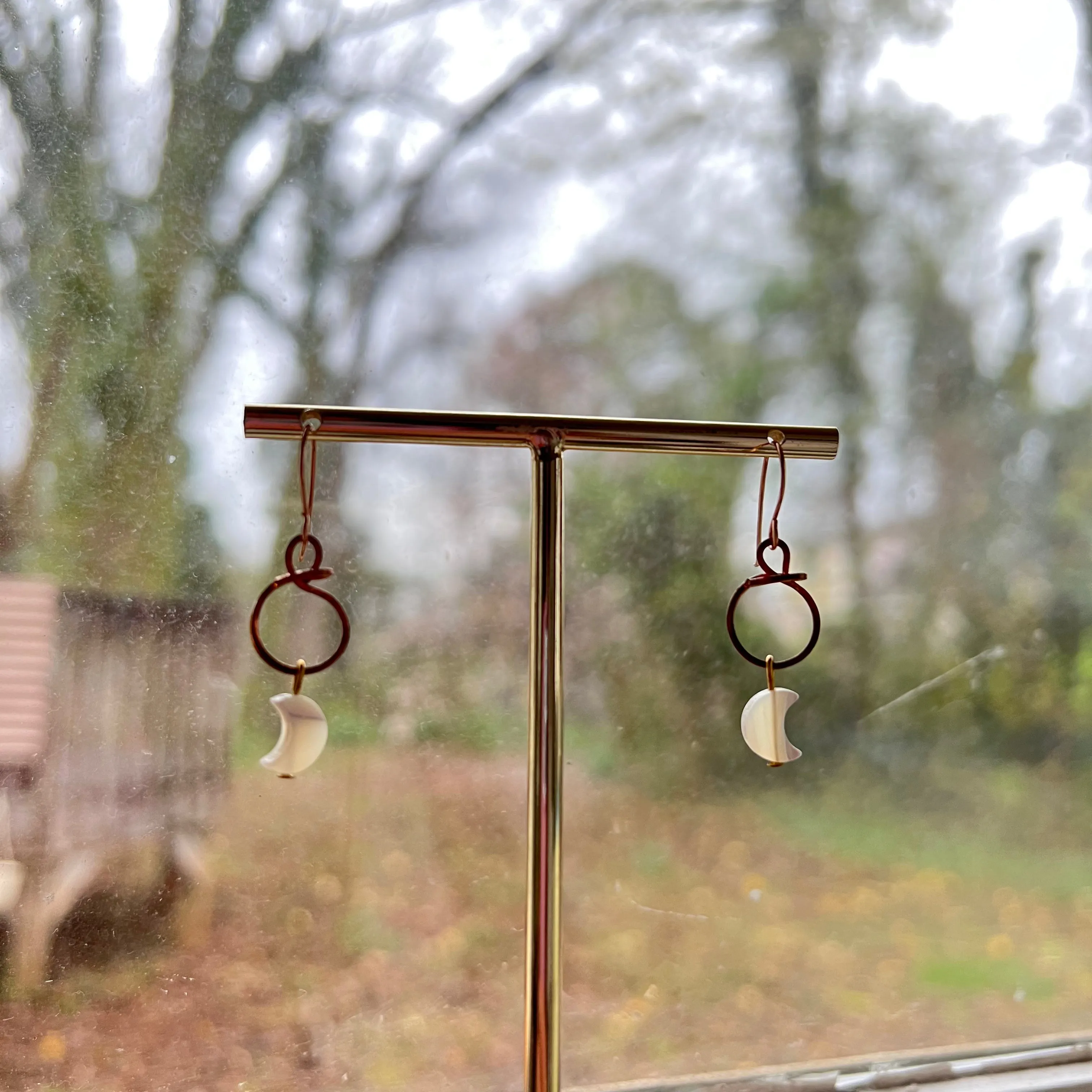 Mini Moon Hoop Earrings - Mother of Pearl