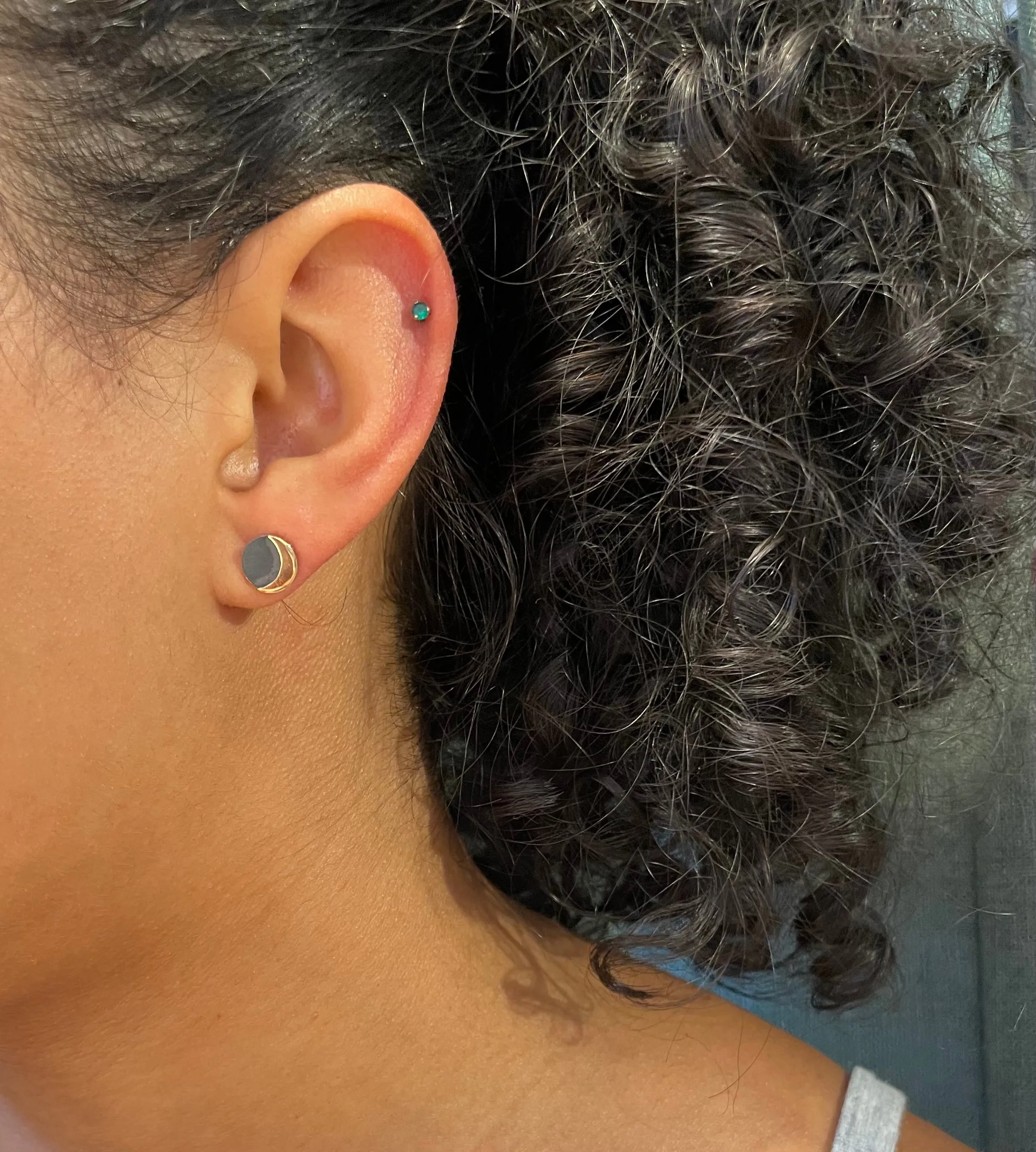 Mixed Metal Moon and Sun Post Earrings