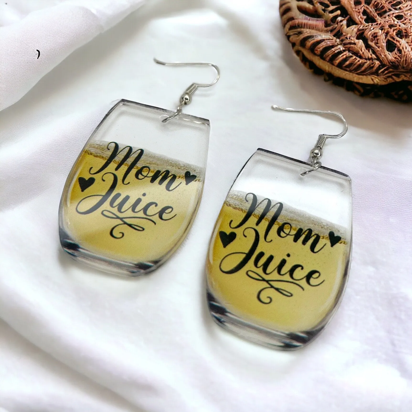 Mom Juice Earrings - Handmade Earrings, Baby Shower, Mother’s Day, Mom Earrings, Momma Earrings, Pregnancy Announcement, Wine Earrings