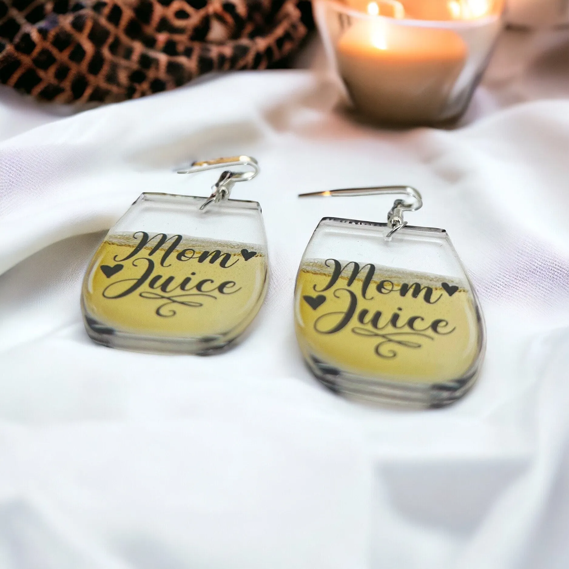 Mom Juice Earrings - Handmade Earrings, Baby Shower, Mother’s Day, Mom Earrings, Momma Earrings, Pregnancy Announcement, Wine Earrings