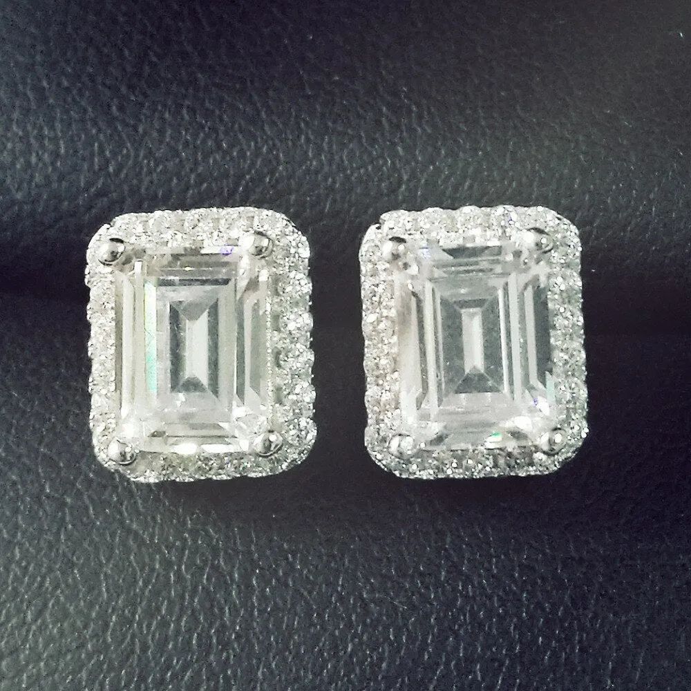 MOONSO Real Sterling Silver and Cubic Zirconia Stud Earrings for Women