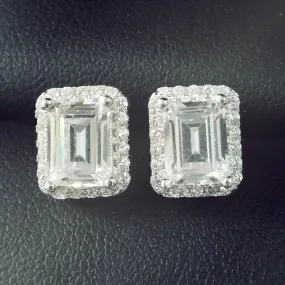 MOONSO Real Sterling Silver and Cubic Zirconia Stud Earrings for Women