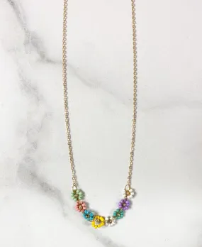 Multi Color Floral Bead Necklace