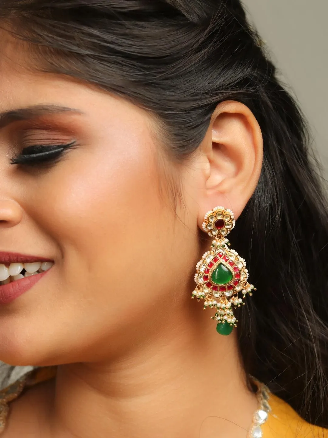 Multi Color Kundan Stone Earrings