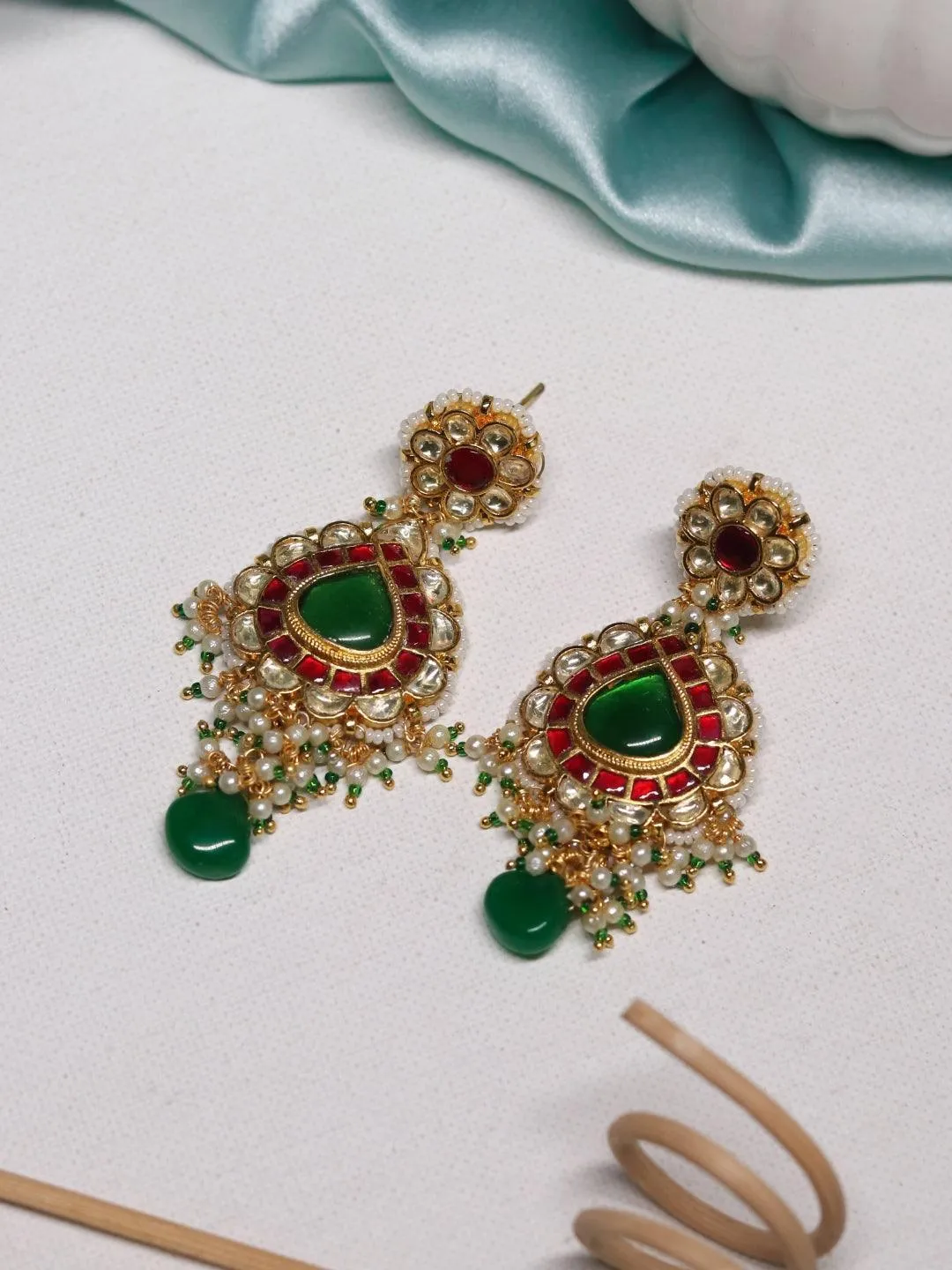 Multi Color Kundan Stone Earrings