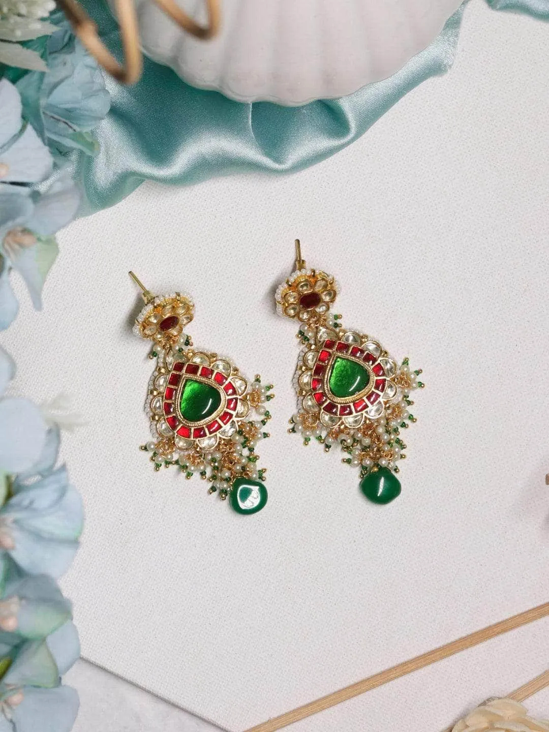 Multi Color Kundan Stone Earrings