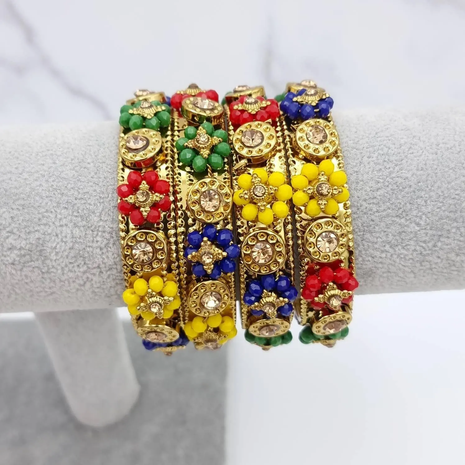 Multicolour Antique Gold Bangles