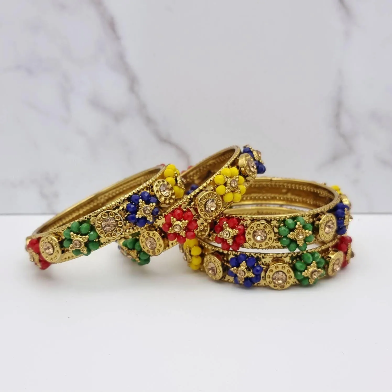 Multicolour Antique Gold Bangles