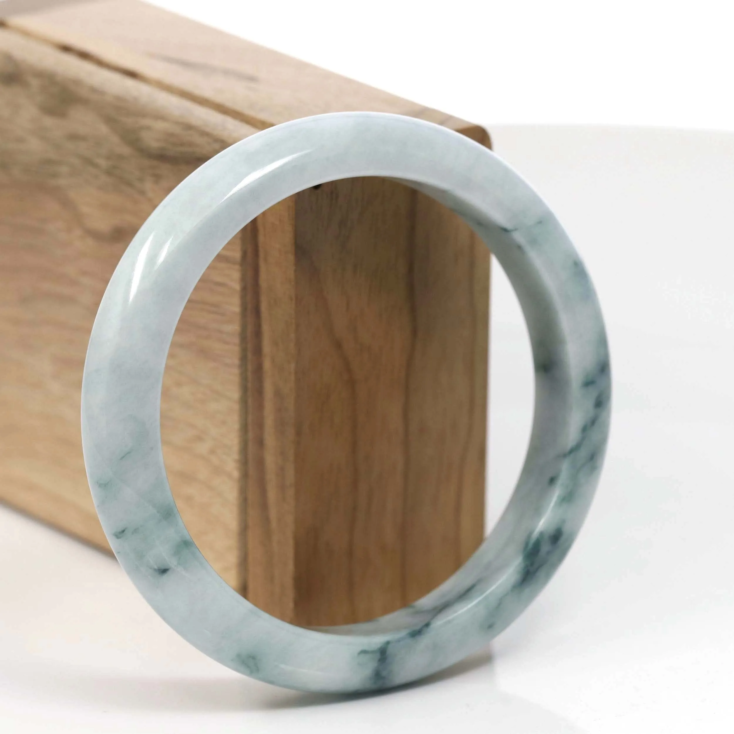 Natural Burmese Blue-green Jadeite Jade Bangle Bracelet (59.40mm)#T025