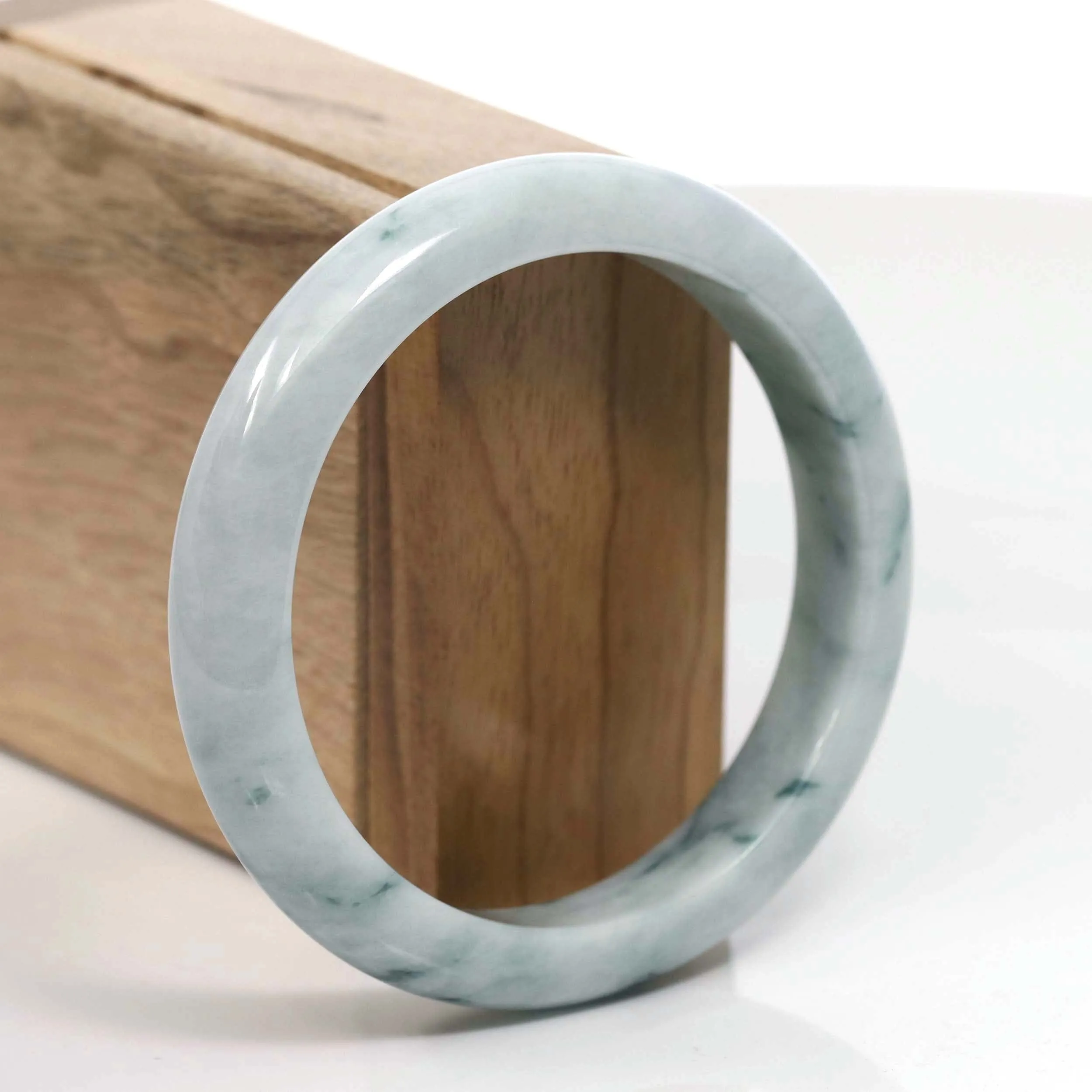 Natural Burmese Blue-green Jadeite Jade Bangle Bracelet (59.40mm)#T025