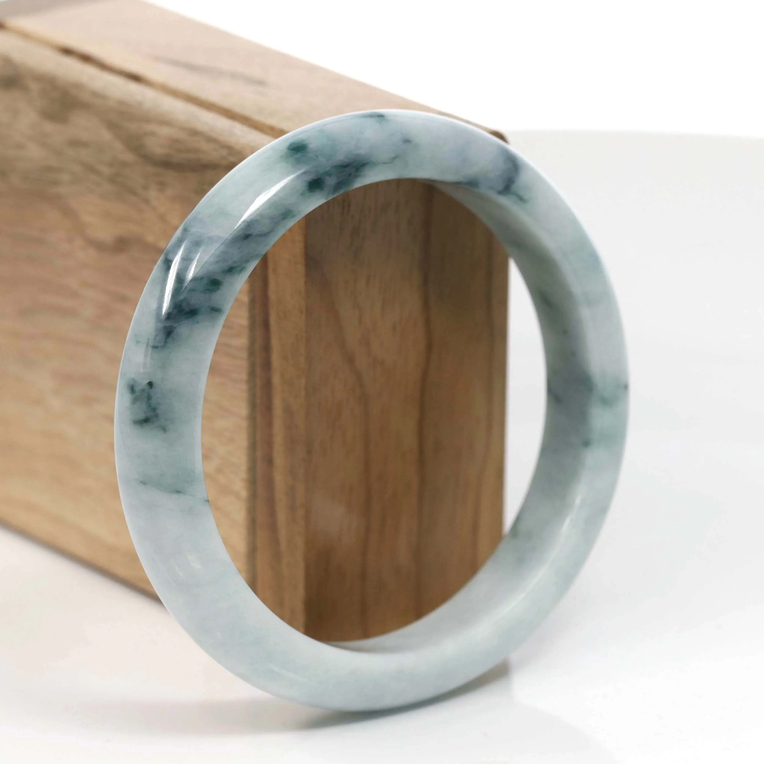 Natural Burmese Blue-green Jadeite Jade Bangle Bracelet (59.40mm)#T025
