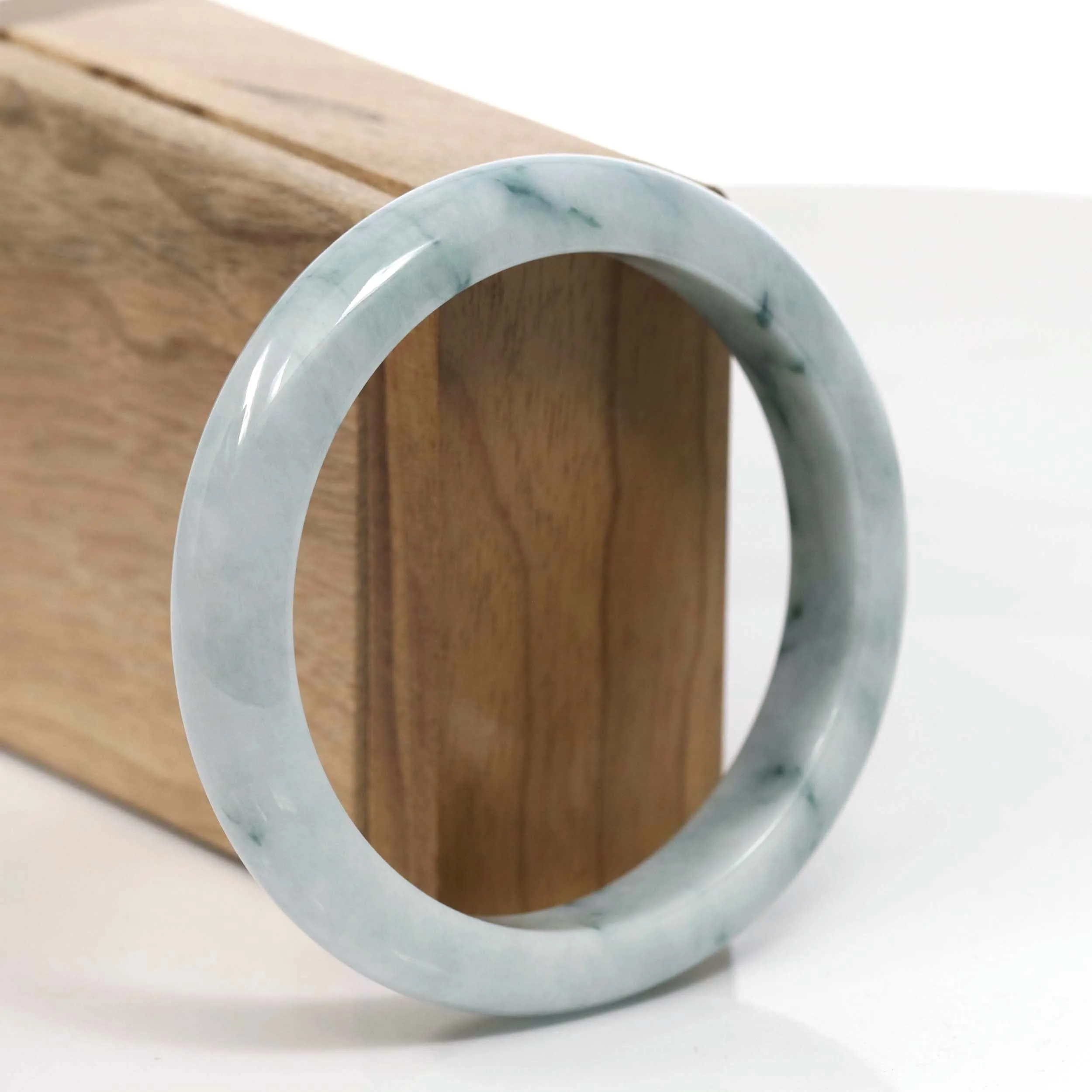 Natural Burmese Blue-green Jadeite Jade Bangle Bracelet (59.40mm)#T025