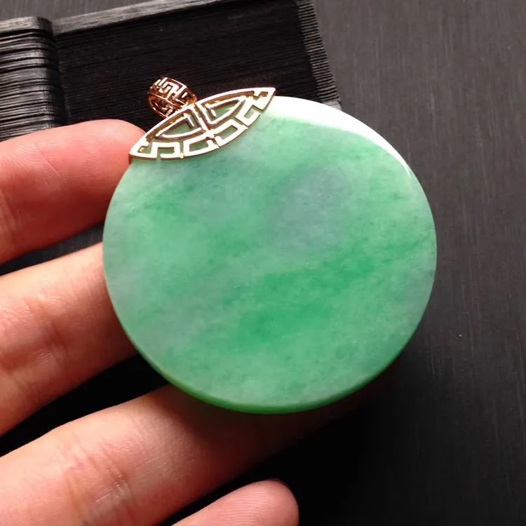 Natural Jade Pendant Jadeite Gold Pendant PT544