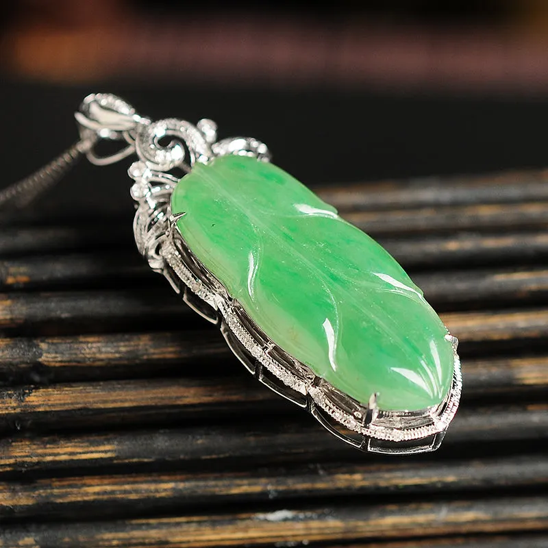 Natural Jade Pendant Jadeite Gold Pendant PT72