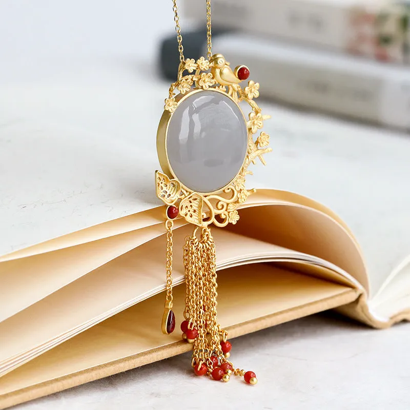 Natural Jade Pendant Nephrite Agate Silver Pendant ZPT107