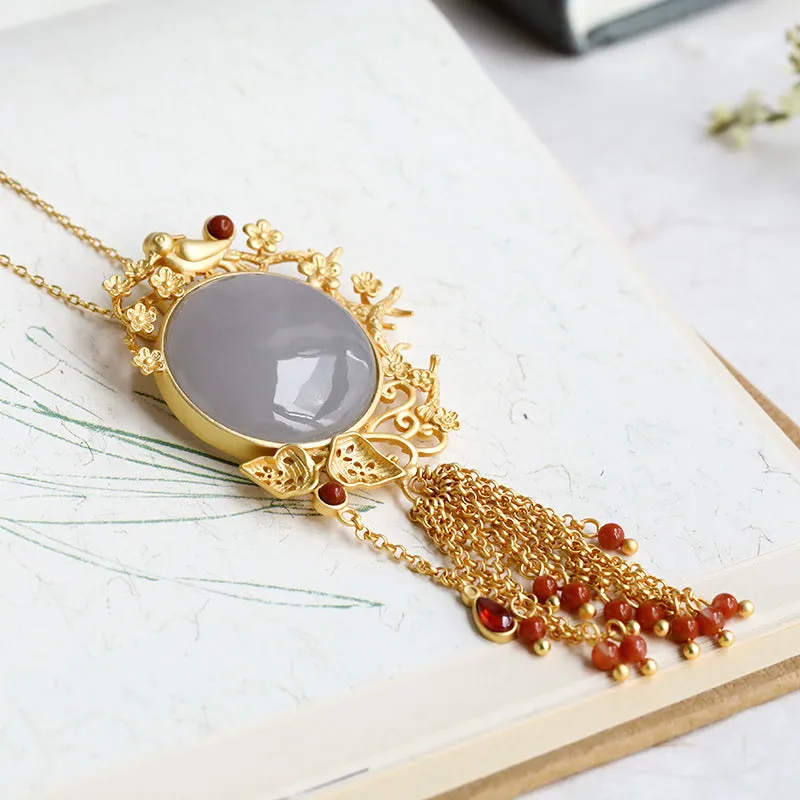 Natural Jade Pendant Nephrite Agate Silver Pendant ZPT107