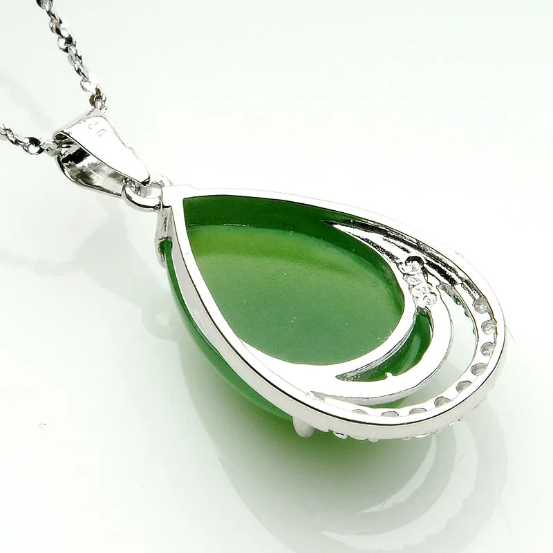 Natural Jade Pendant Nephrite Silver Pendant PT16