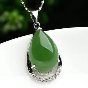 Natural Jade Pendant Nephrite Silver Pendant PT16